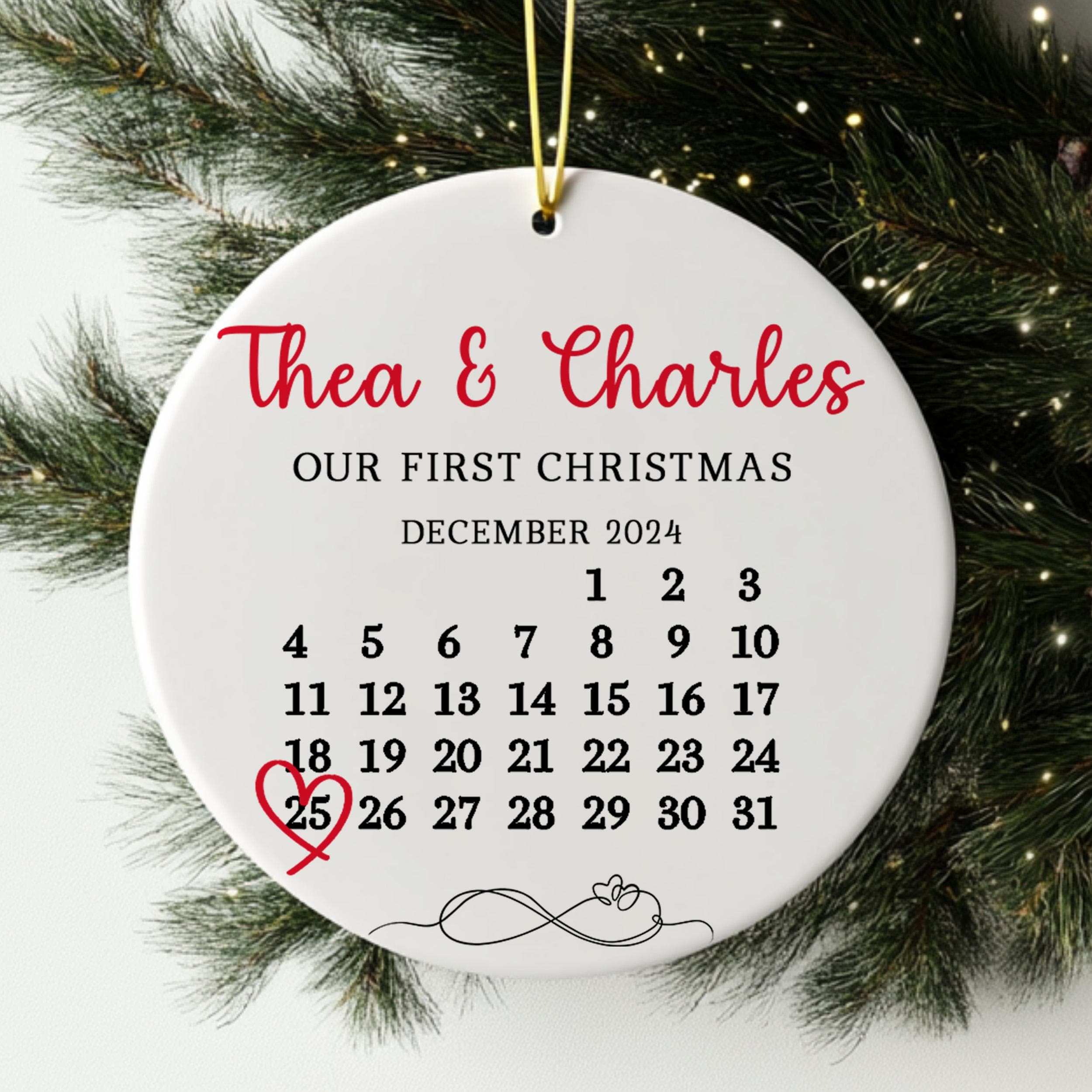 Engaged Ornament, Custom Engagement Ornament, Announcement Engagement Gift, Couples Ornament, She Said Yes Ornament, The Day She Said Yes