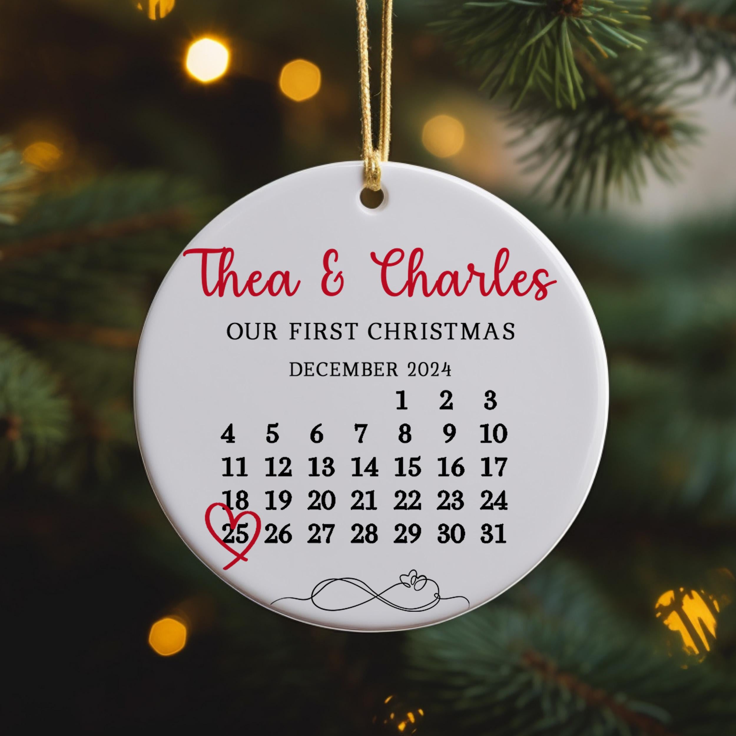 Engaged Ornament, Custom Engagement Ornament, Announcement Engagement Gift, Couples Ornament, She Said Yes Ornament, The Day She Said Yes
