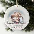 Engaged Ornament with Rings, Personalized Engagement Ornament, Custom Engagement Gift for Couples Announcement gift, Wedding Christmas Gift