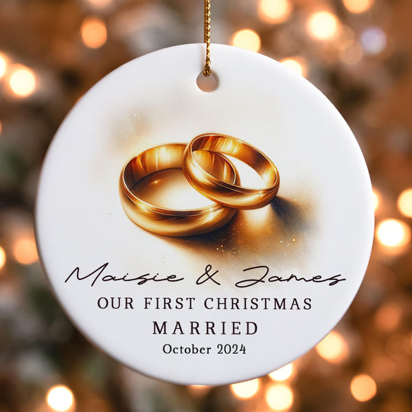 Our First Christmas Married Ornament, Personalized Our First Christmas as Mr and Mrs Ornament, Custom Married Couple Gift,Newlywed Xmas Gift