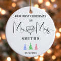 First Christmas Married Ornament, Personalized Mr and Mrs Sprig Ornament, Our First Christmas Married as Mr and Mrs Keepsake, Newlywed Gift
