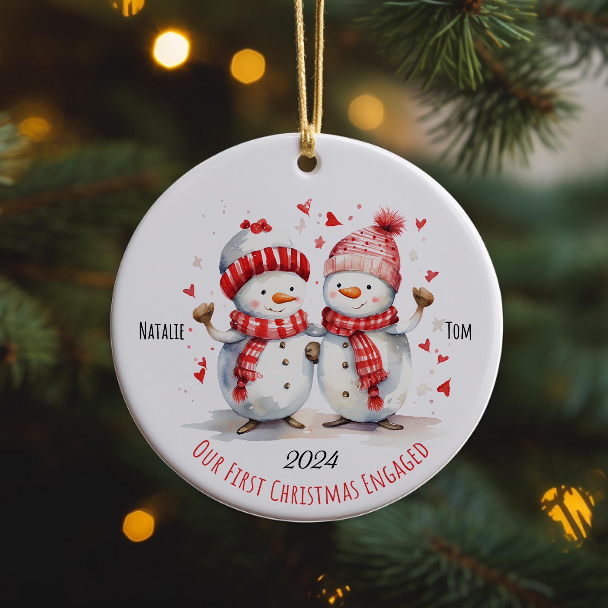 Engagement Christmas Ornament, Personalized First Christmas gift, 2024 Engaged Christmas Gift,Custom Engagement Holiday Keepsake for Couples