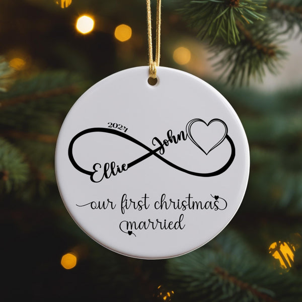 Personalized Married Ornament, Wedding Gift for Couples, Our First Christmas as Mr and Mrs Ornament, Married 1st Christmas Newlywed Keepsake