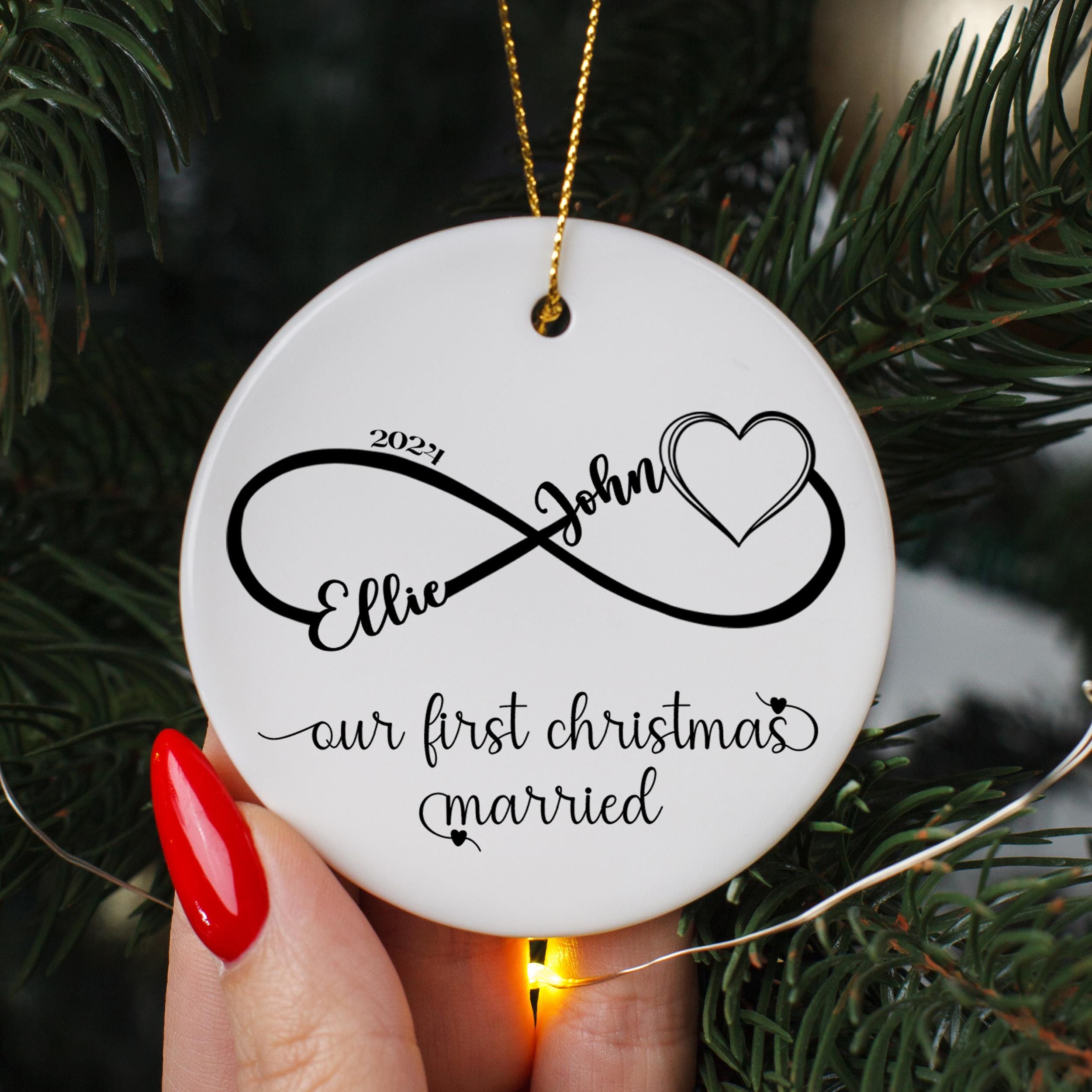 Personalized Married Ornament, Wedding Gift for Couples, Our First Christmas as Mr and Mrs Ornament, Married 1st Christmas Newlywed Keepsake