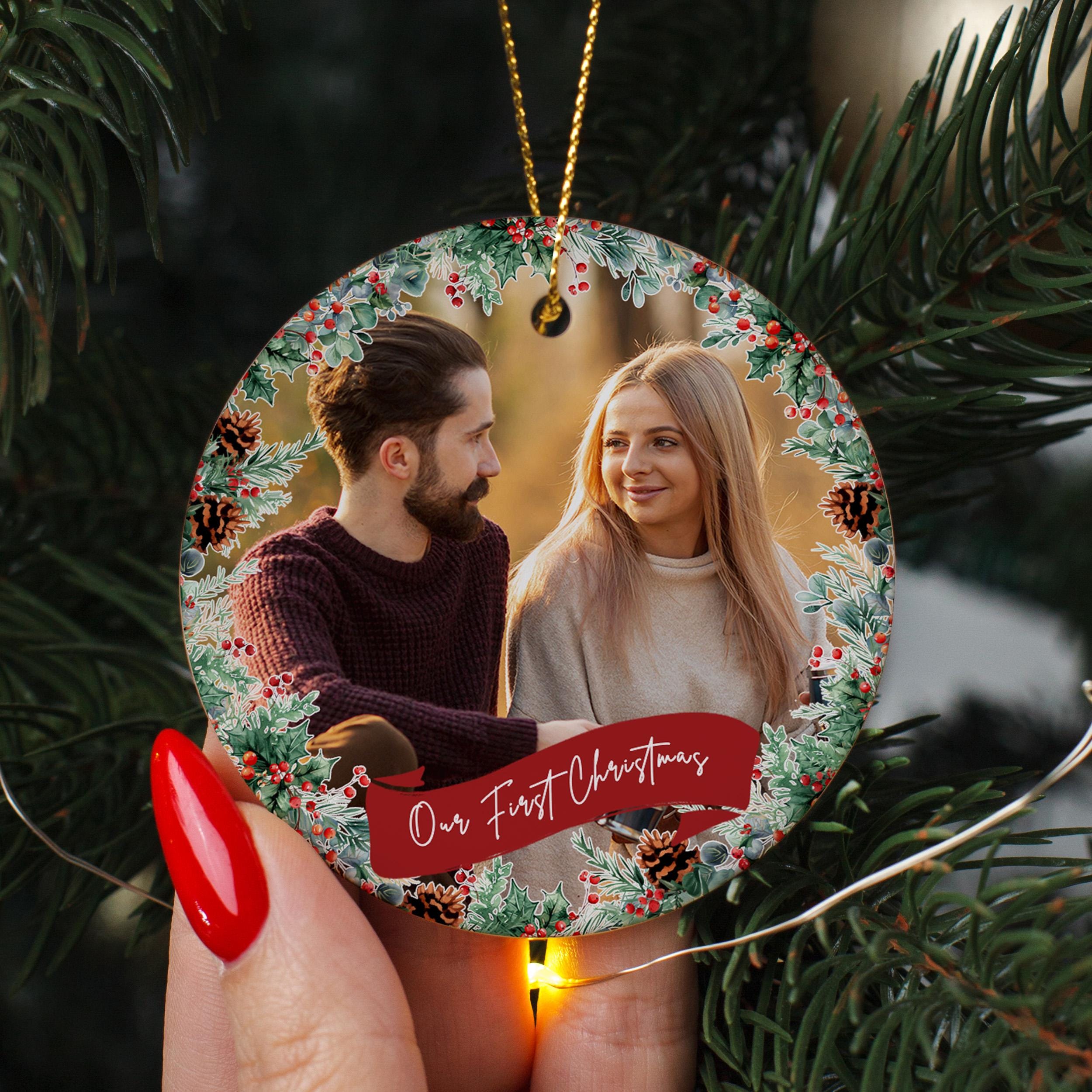 First Christmas Married Ornaments, Our First Christmas,Just Married Ornament, Mr and Mrs Photo, Wedding Couple Custom Gift, 2024 Decoration