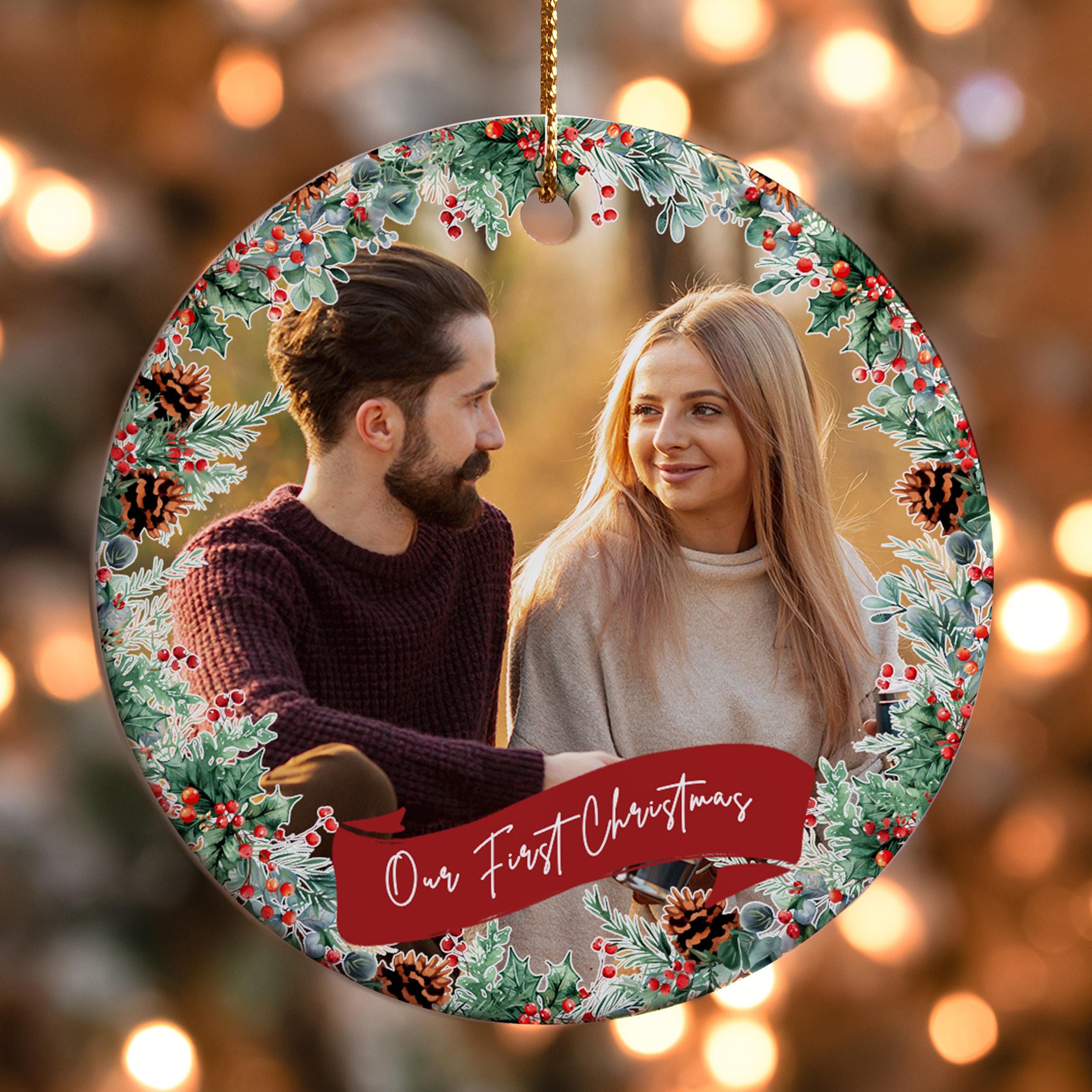 First Christmas Married Ornaments, Our First Christmas,Just Married Ornament, Mr and Mrs Photo, Wedding Couple Custom Gift, 2024 Decoration