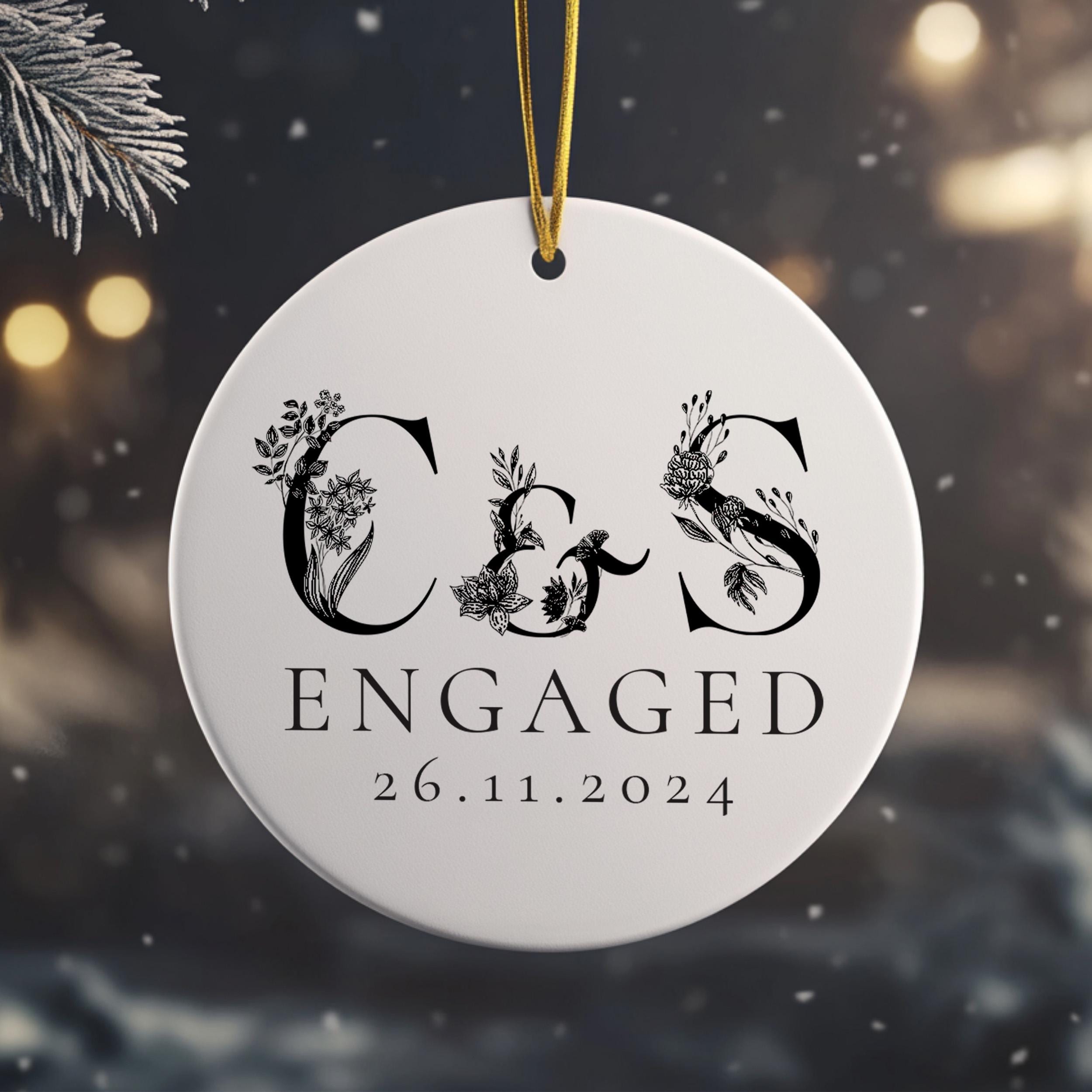 First Christmas Engaged Ornament, Personalized Engaged Ornament,Our First 1st Christmas Couple Ornament,First Christmas engagement Ornaments