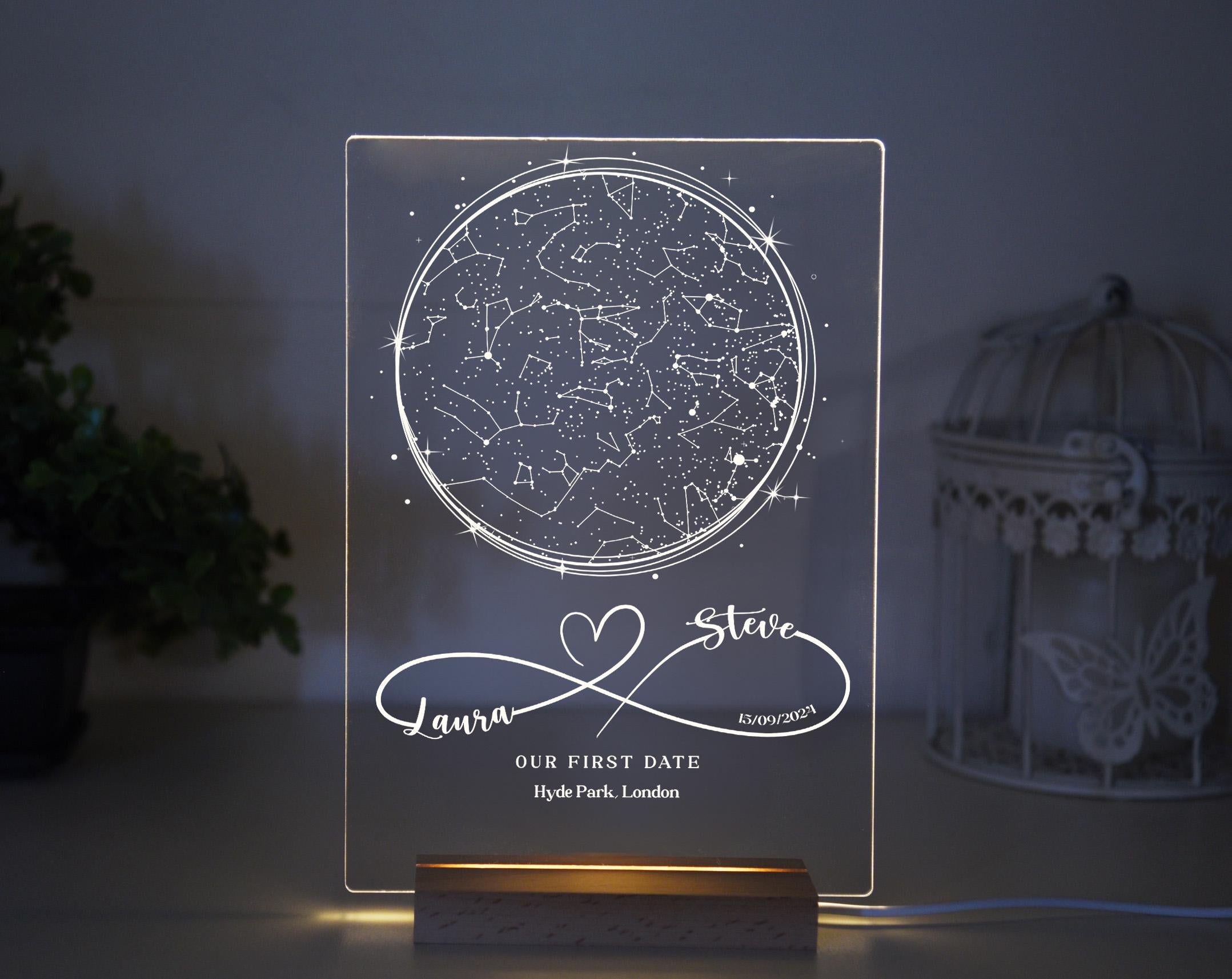Where We First Met star map night lamp, anniversary gift for him, Star Map Our First Date night lamp, Wife anniversary, Girlfriend gift