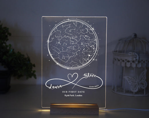 Where We First Met star map night lamp, anniversary gift for him, Star Map Our First Date night lamp, Wife anniversary, Girlfriend gift