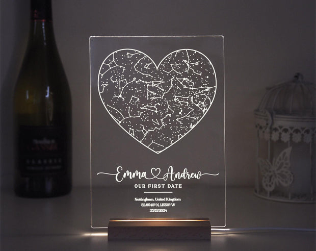 Custom Star Map by date Night lamp, Anniversary gift, Personalized Constellation map,Night sky by date Gift for him/her,couple or engagement