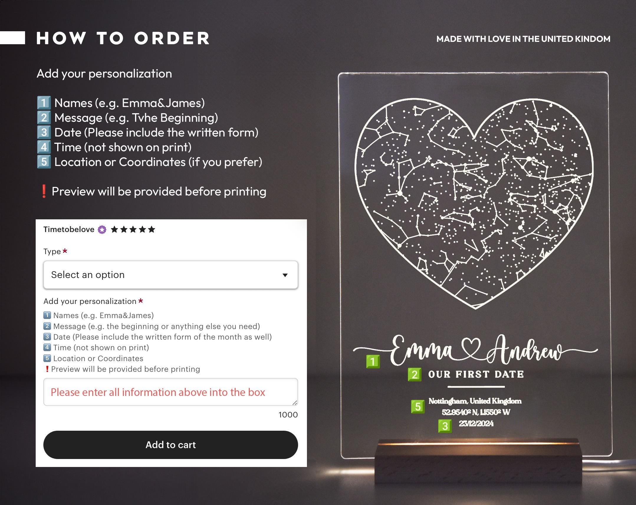 Custom Star Map by date Night lamp, Anniversary gift, Personalized Constellation map,Night sky by date Gift for him/her,couple or engagement