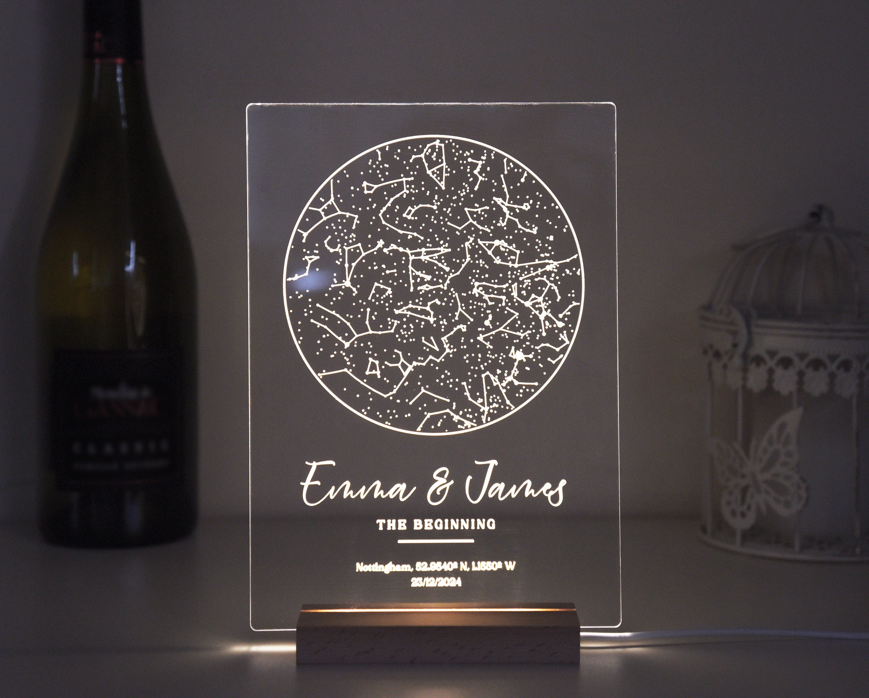 Personalized Constellation Chart Lamp - Custom Star Map Night Light - Unique Gift for Couples