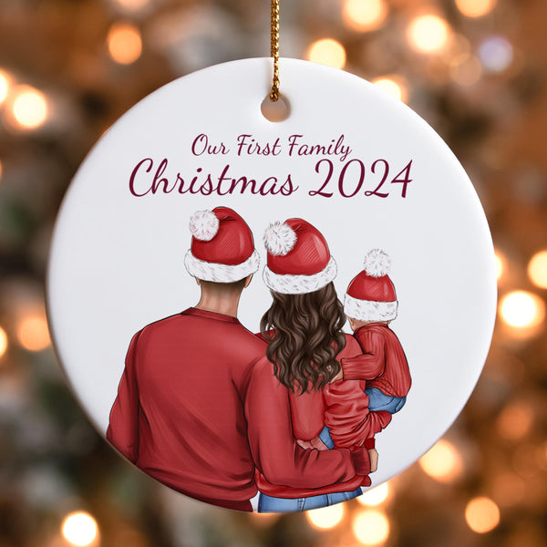 Personalized Family Bauble: First Baby Christmas Ornament - Together on Our First Chtistmas Tree!