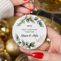 Engagement Day Keepsake Ornament Personalized Calendar with Names, Engagement Announcement Engaged Couple Ceramic Ornament Gift for Daughter
