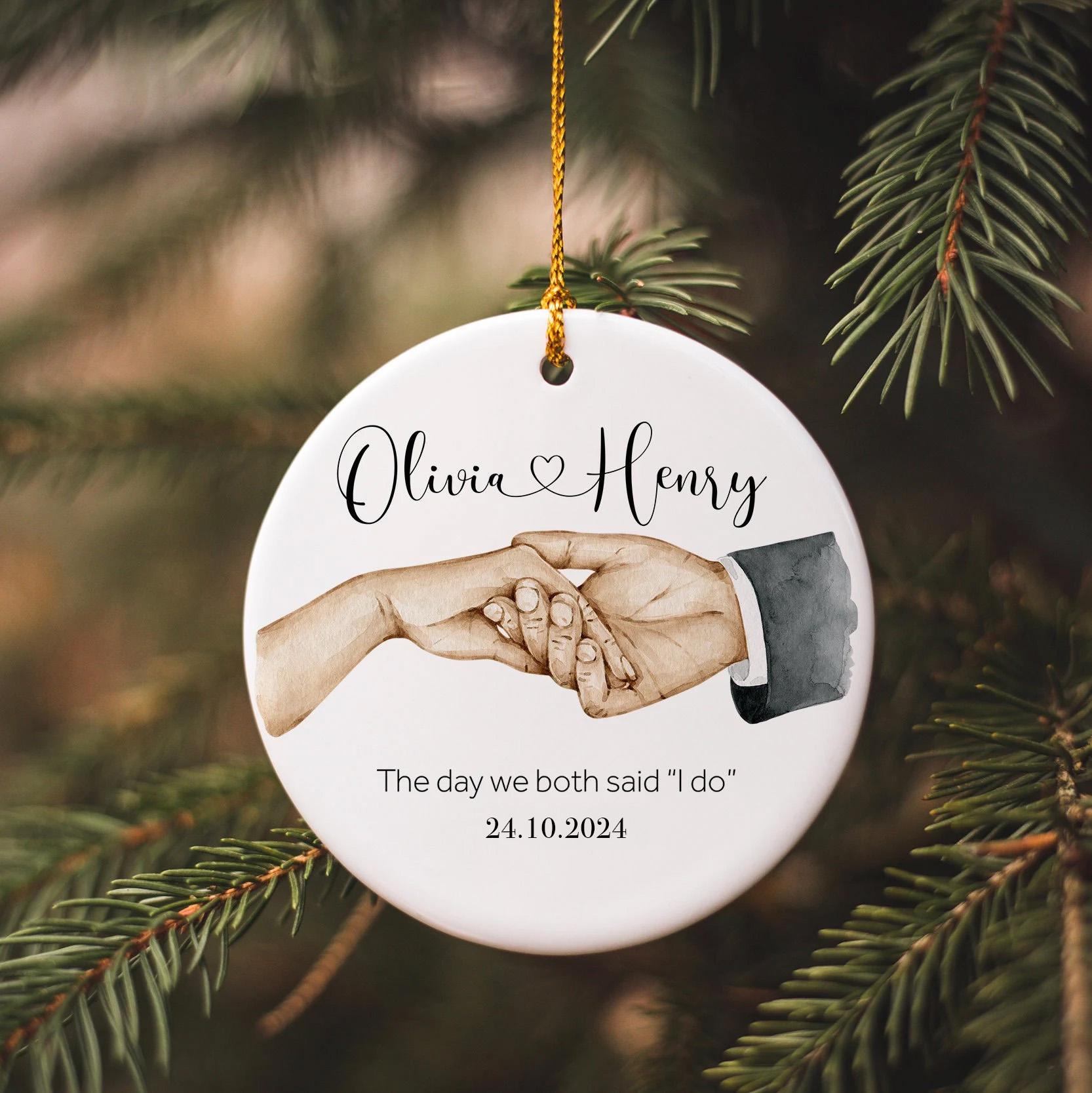 First Christmas Married Ornaments, Wedding anniversary gift, Our First Christmas Couple Ornament,first Christmas Married,1 year Married gift