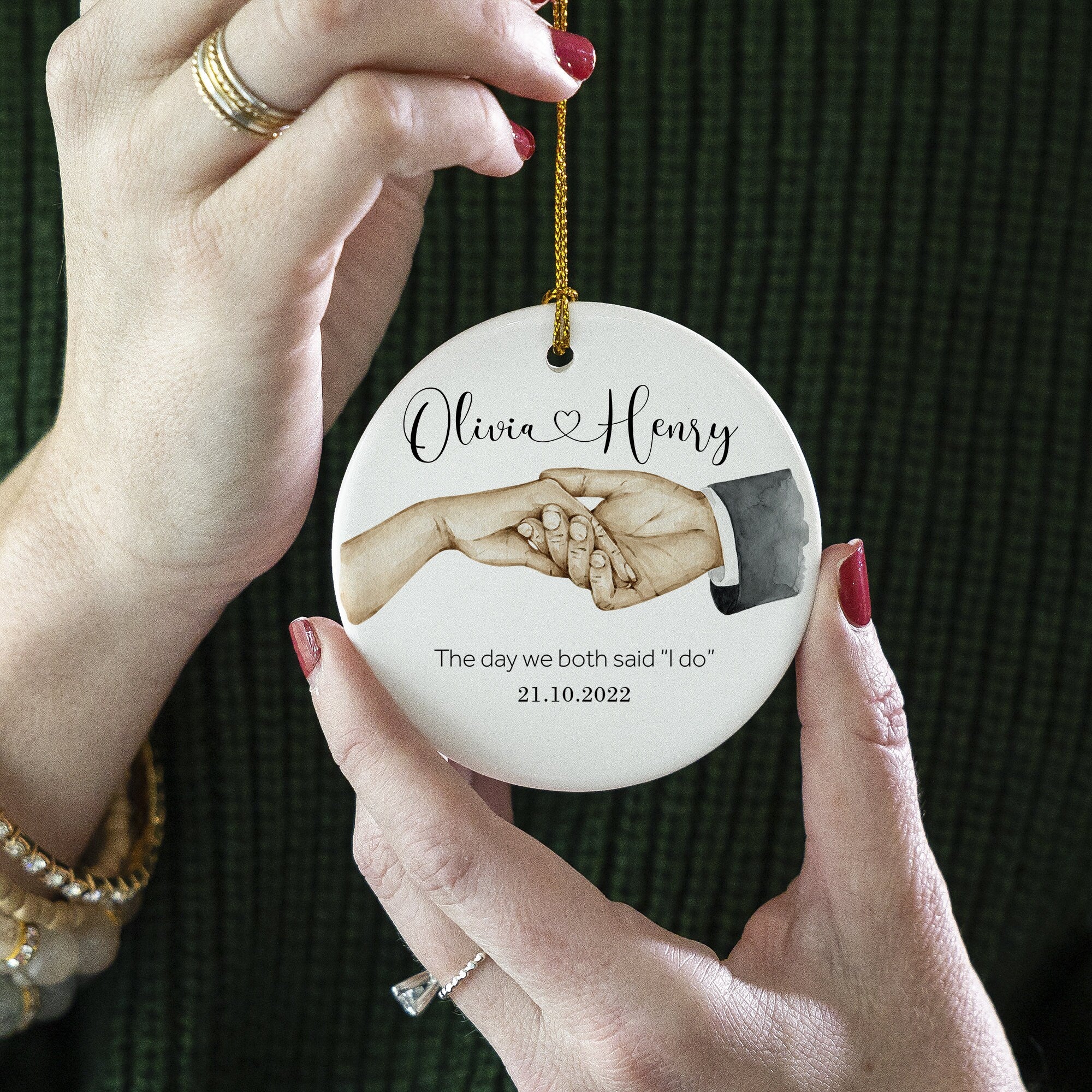 First Christmas Married Ornaments, Wedding anniversary gift, Our First Christmas Couple Ornament,first Christmas Married,1 year Married gift