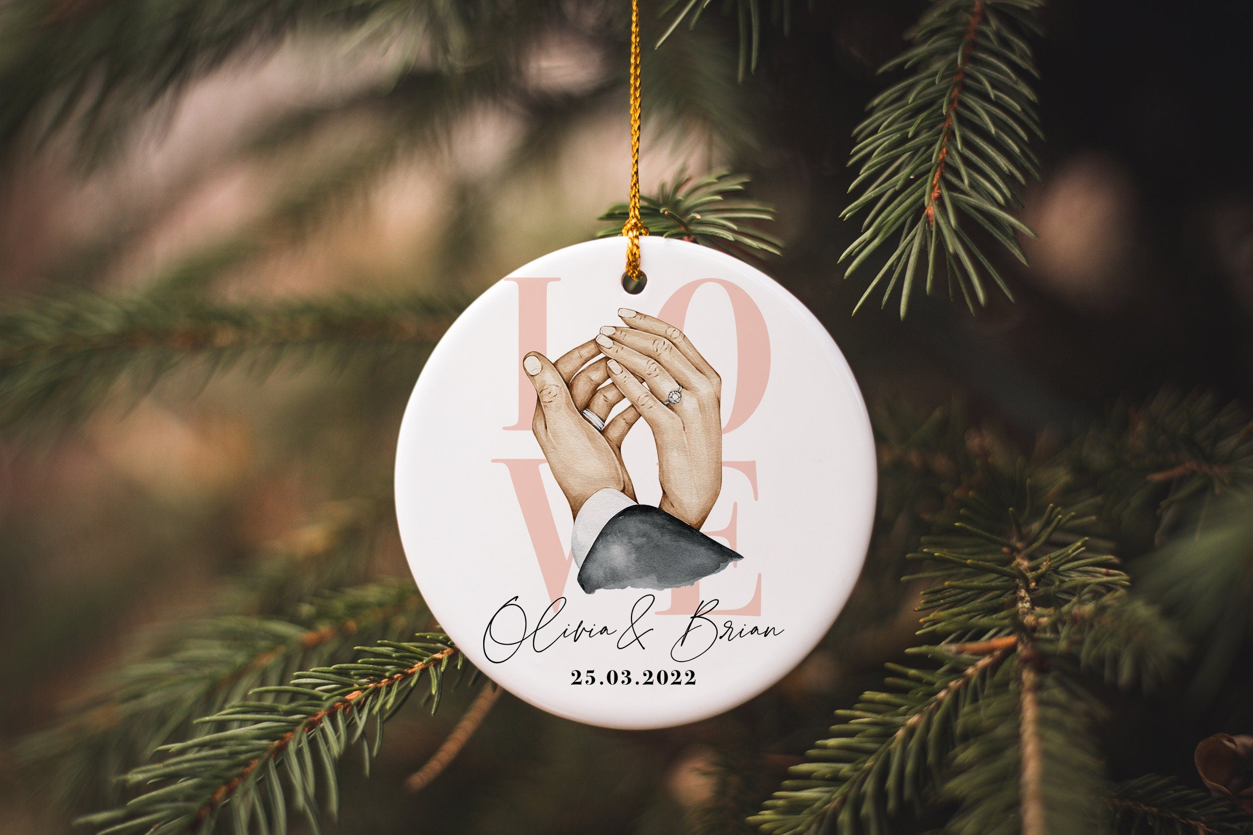 Our First Christmas Couple Ornament, First Christmas Engaged Ornament, Personalized Engagement Christmas gift, first Christmas engaged