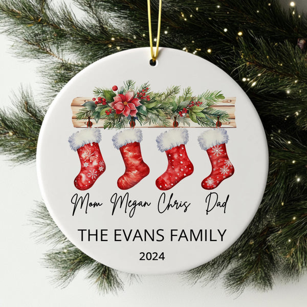 Personalised First Christmas Ornament for Family, Baby's First Xmas Bauble, Custom Family Tree Decoration, Unique First Christmas Keepsake