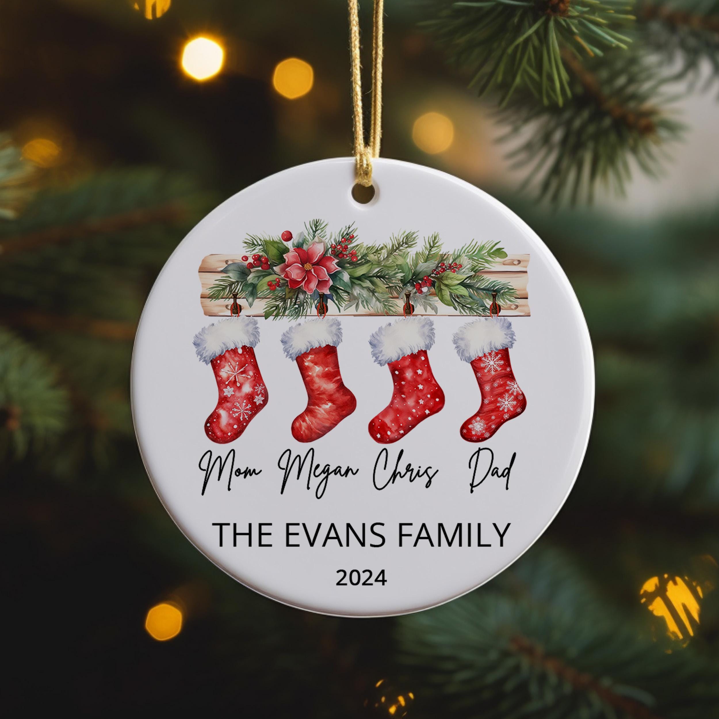 Personalised First Christmas Ornament for Family, Baby's First Xmas Bauble, Custom Family Tree Decoration, Unique First Christmas Keepsake