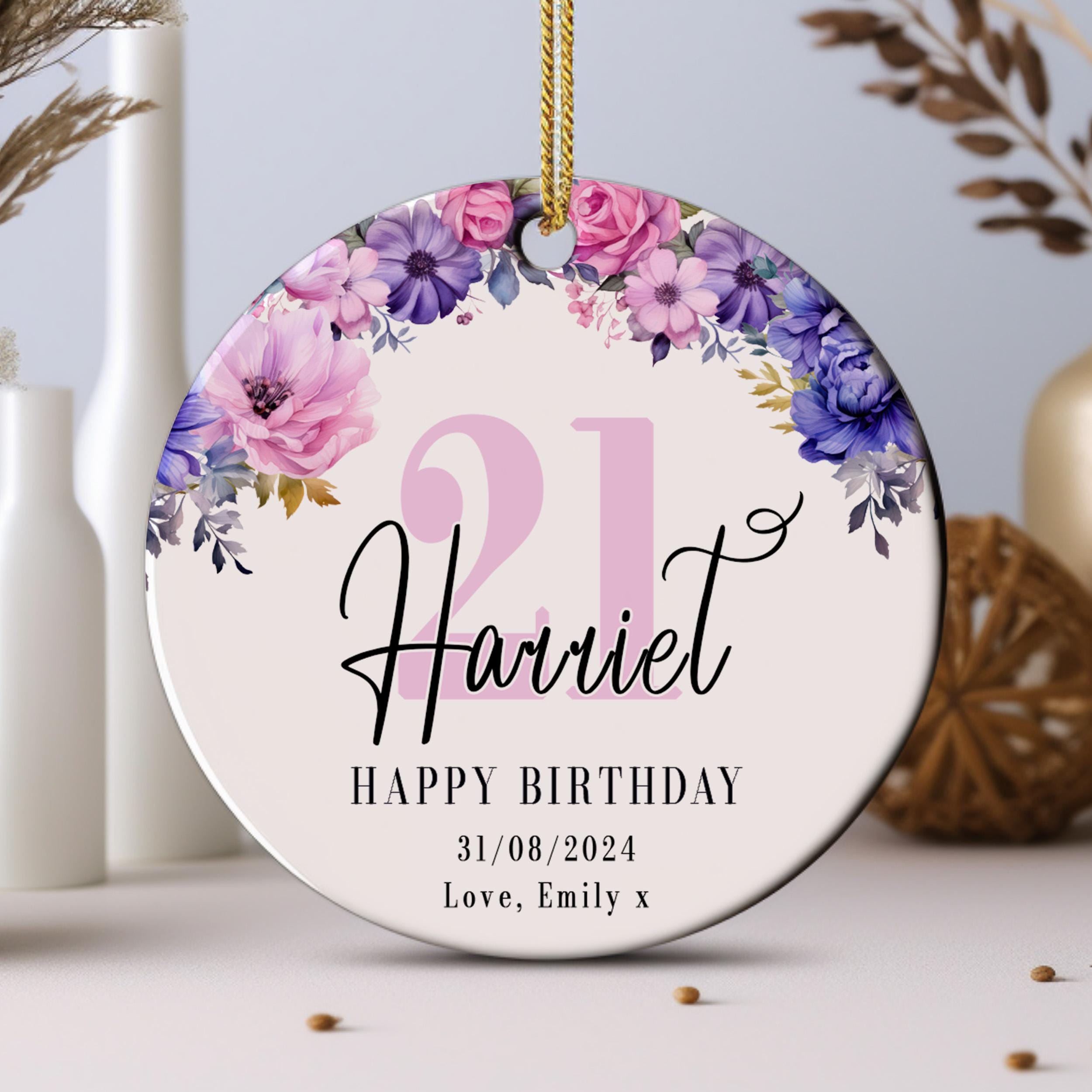 Custom 21st Birthday Ornament, Personalized 21st Birthday Keepsake, Unique Christmas Ornament Gift, Milestone 21 Year Celebration Decoration