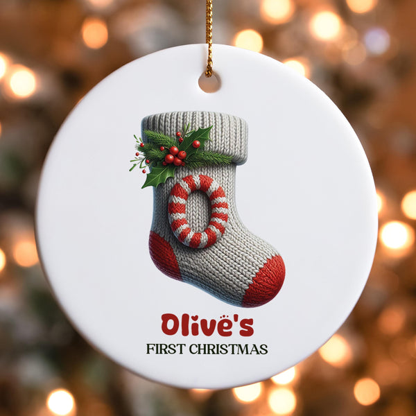 Personalized Baby's First Ornament - Custom Baby Christmas Gift, Christmas Sock Ornament, Gift for Newborns and new Parents - 2024 Edition