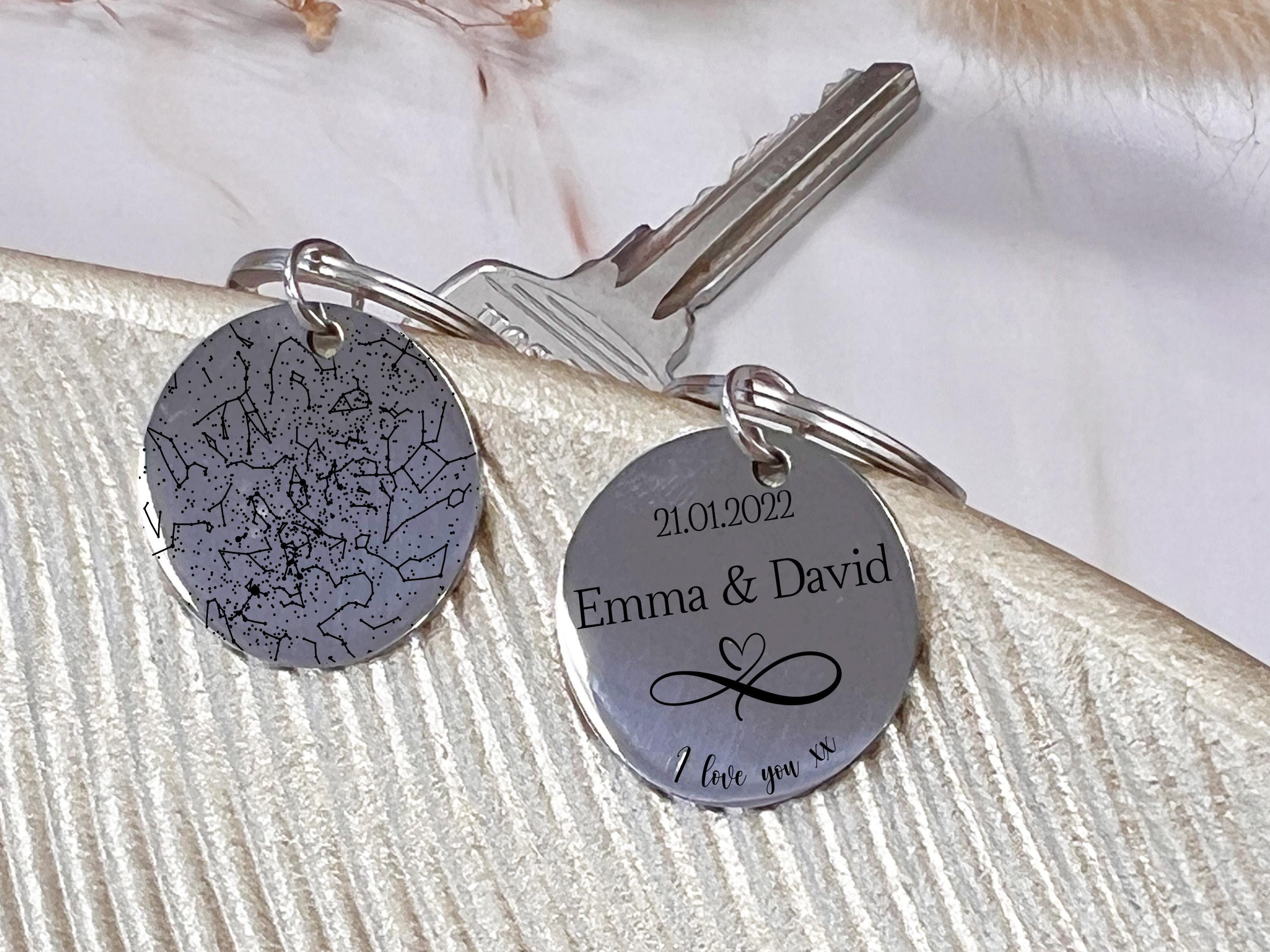 Elegant gift box packaging for personalized star map keychain anniversary gift