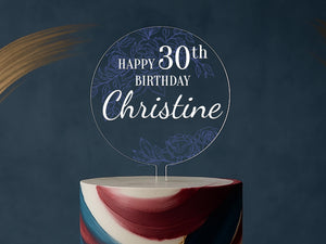 a birthday cake with a sign that says happy birthday christine