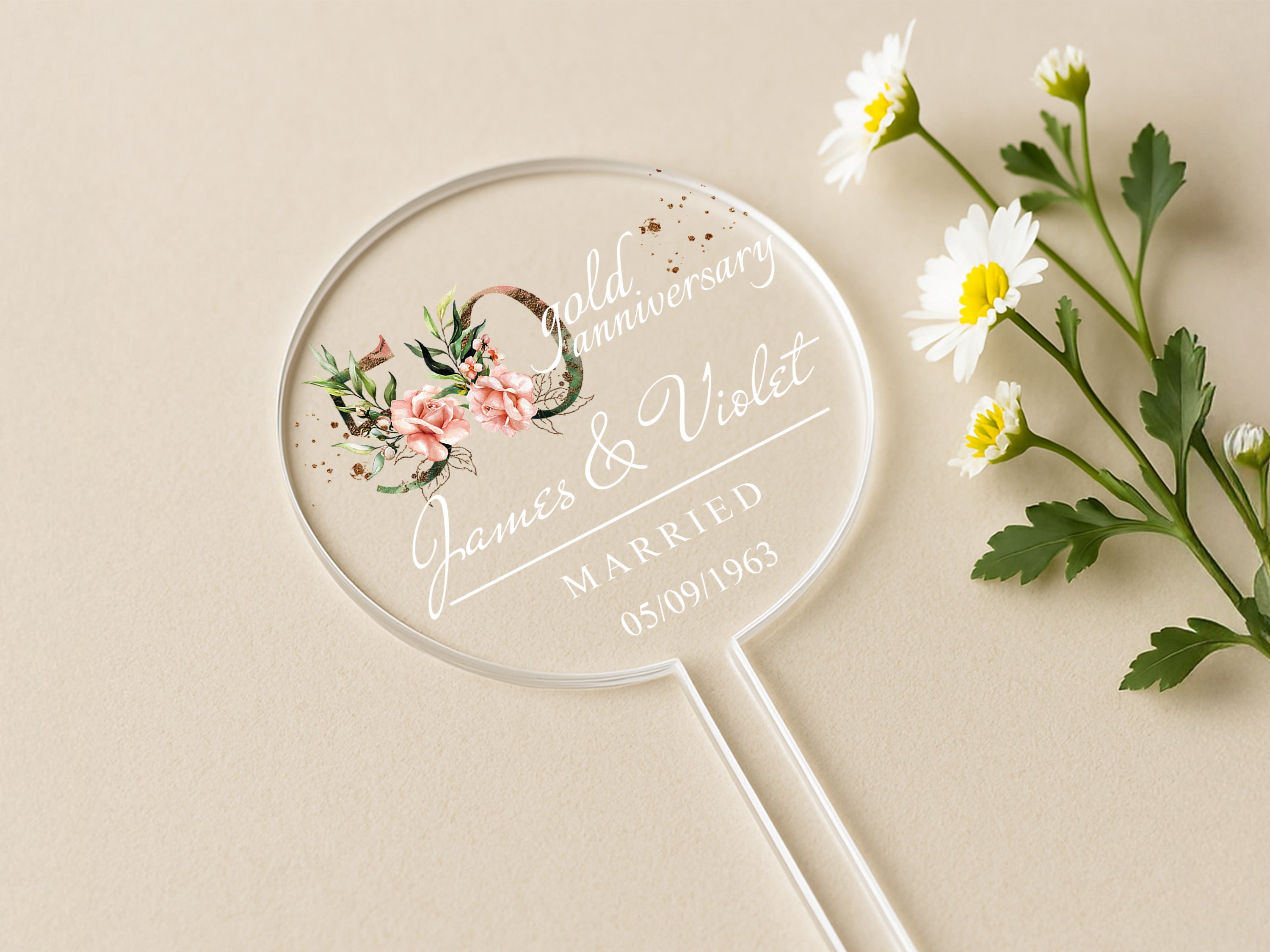 a close up of a magnifying glass with flowers