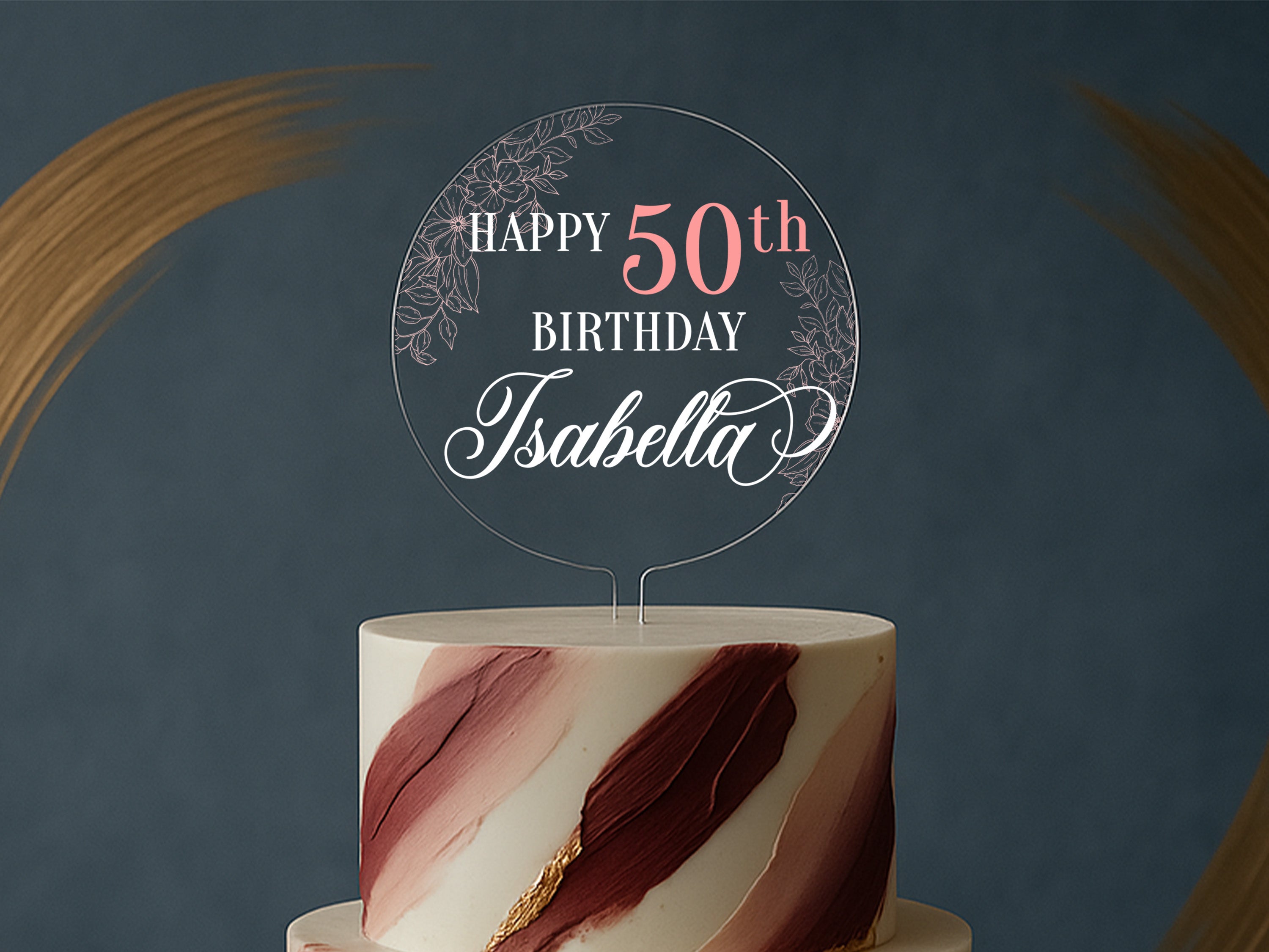 a white and red cake with a happy birthday sign on top