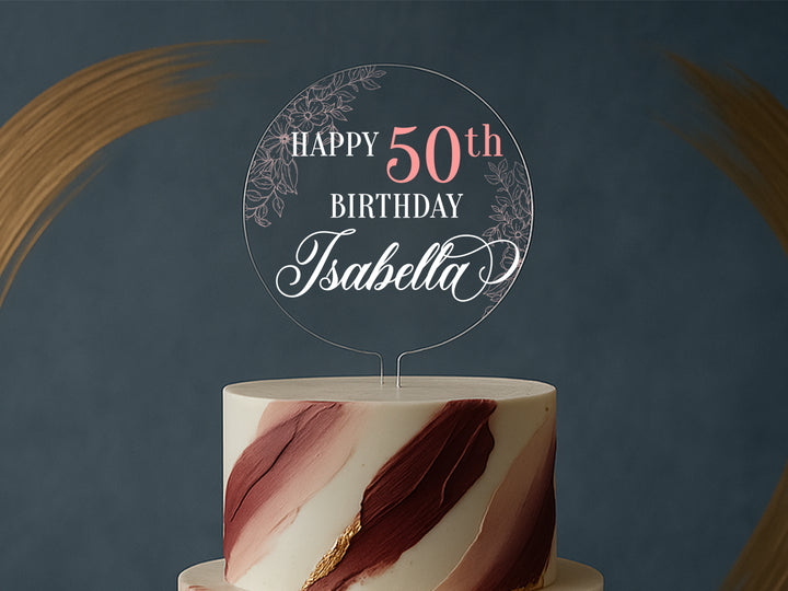 a white and red cake with a happy birthday sign on top