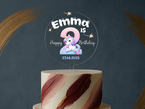 a birthday cake with a unicorn on top of it