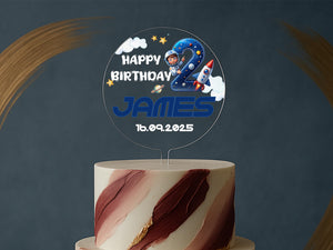 a birthday cake with a space theme on it