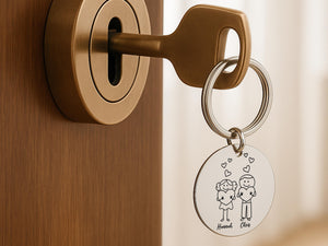 a door handle with a key chain attached to it