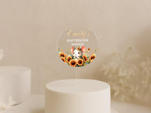 a white cake with a white frosted cake topper