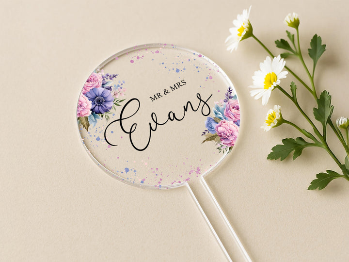 a close up of a magnifying glass with flowers on it