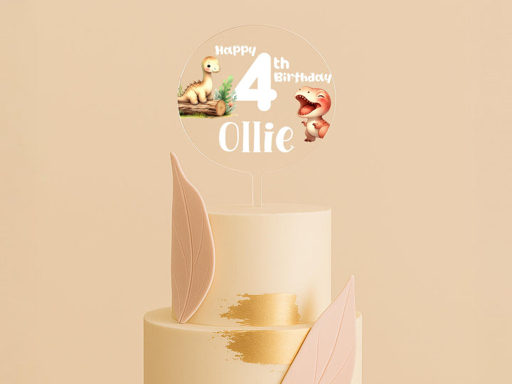 a three tiered cake with a happy birthday topper