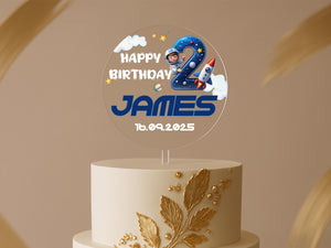 a birthday cake with a name and a picture of a boy on top