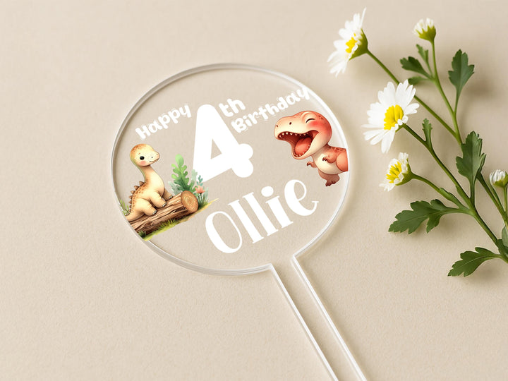 a magnifying glass with an image of dinosaurs on it
