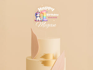 a birthday cake with a unicorn on top of it