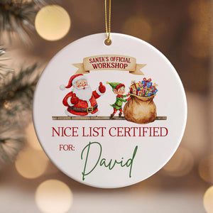 Santa's Official Workshop Nice List Certified For: David