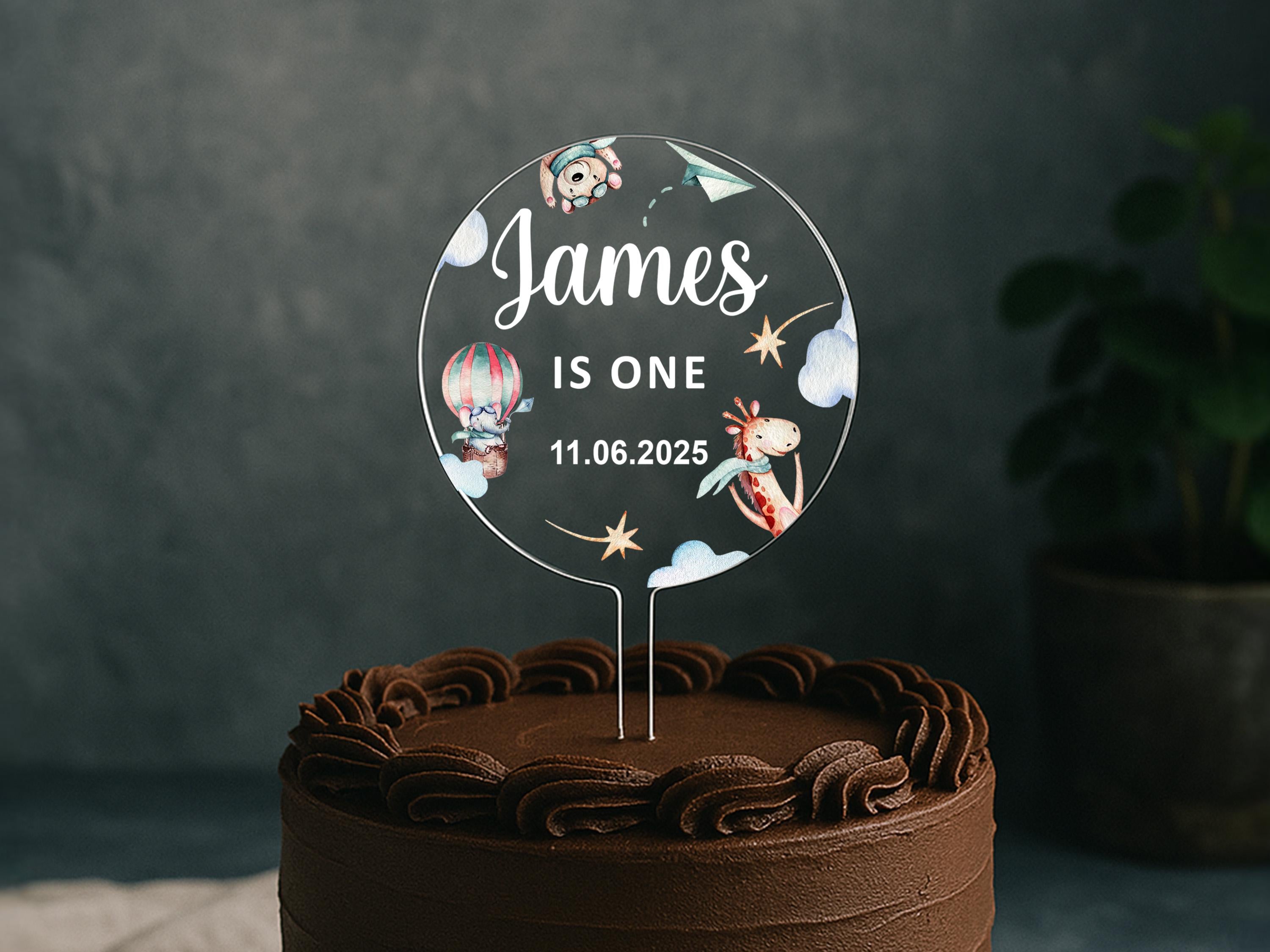 Custom acrylic topper for baby or toddler birthday cake