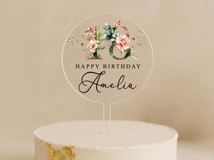 Personalised Happy Birthday Cake Topper in 3mm Clear Acrylic