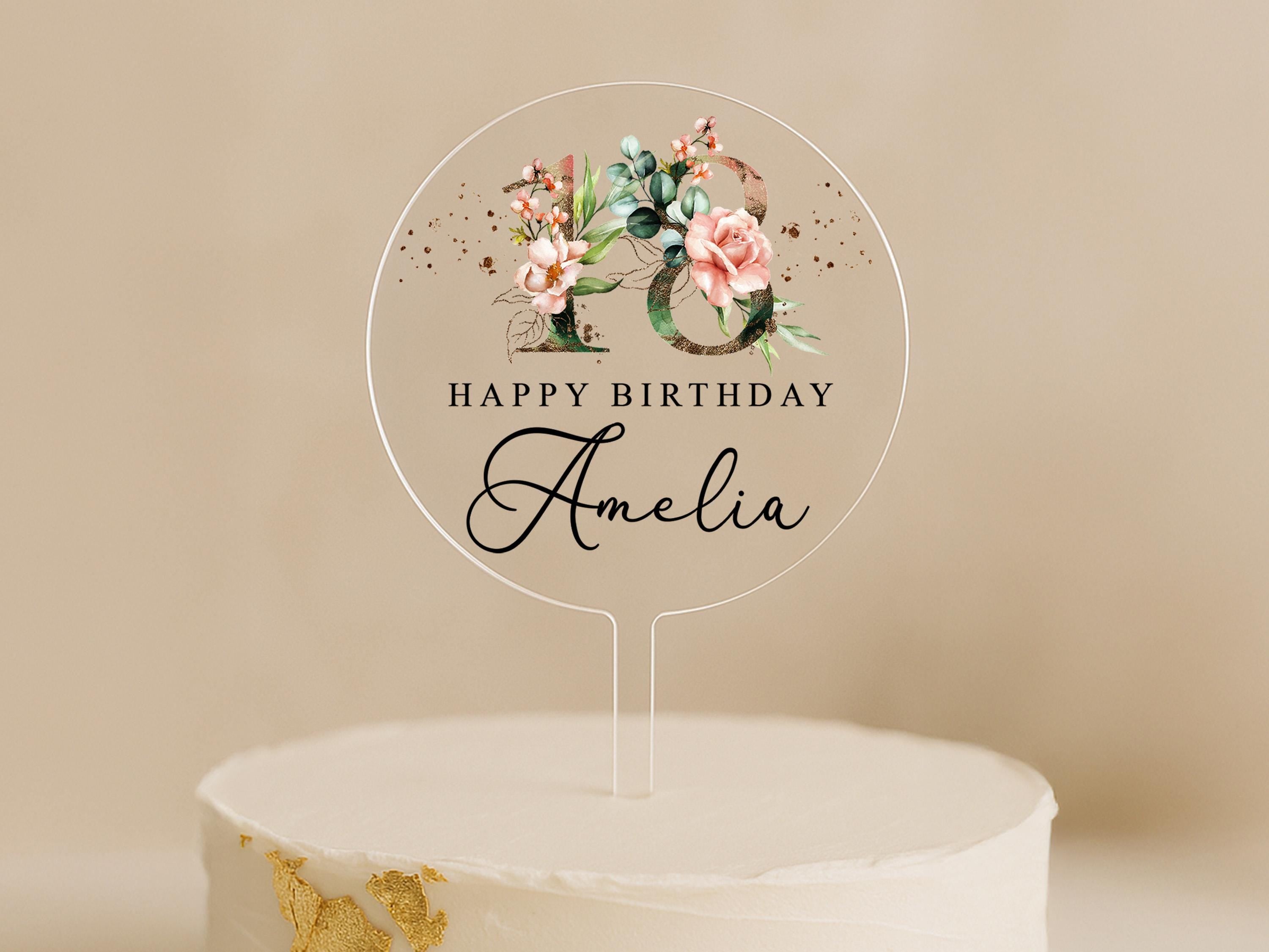 Personalised Happy Birthday Cake Topper in 3mm Clear Acrylic