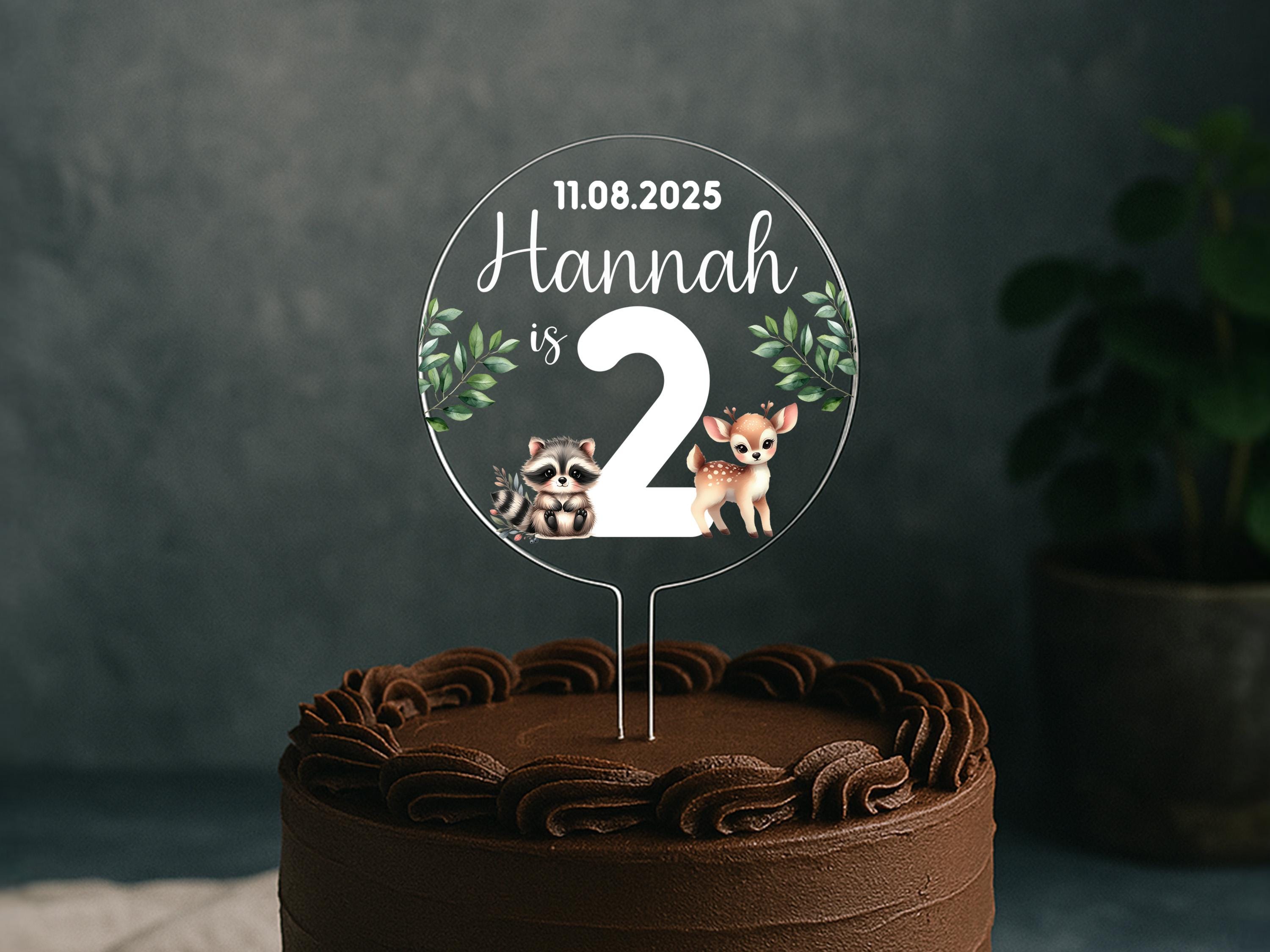 a cake with a couple of raccoons on top of it