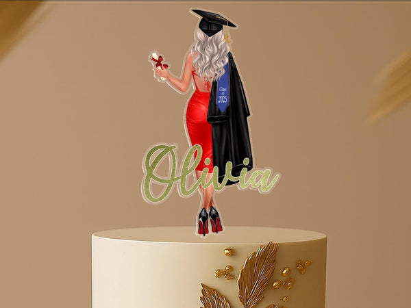 Custom class of 2025 acrylic graduation cake topper for graduation party