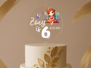 a birthday cake with a picture of a fairy on top