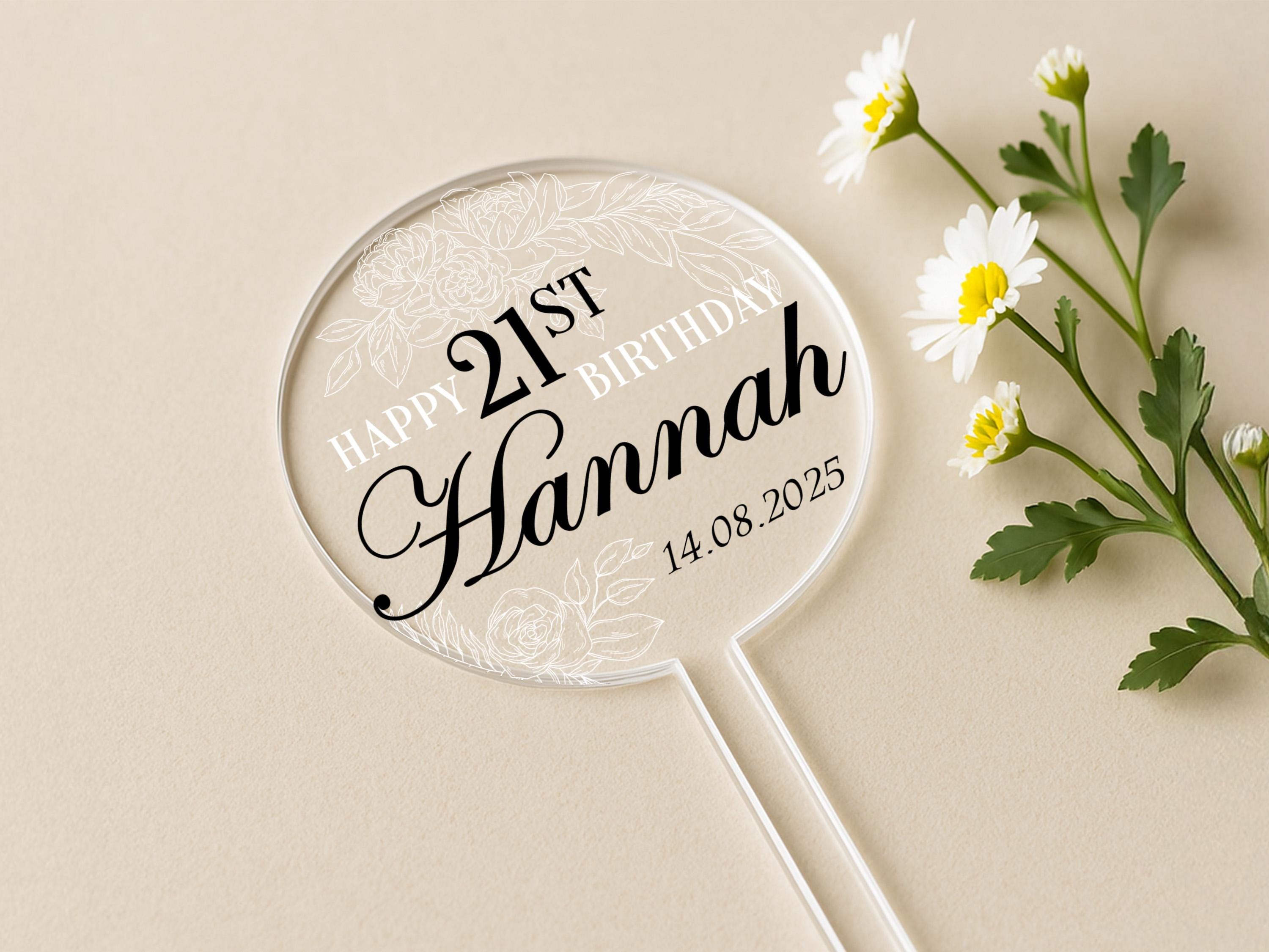 a happy 21st birthday personalized lollipop with daisies