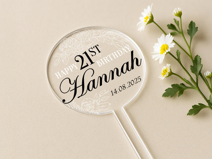 a happy 21st birthday personalized lollipop with daisies