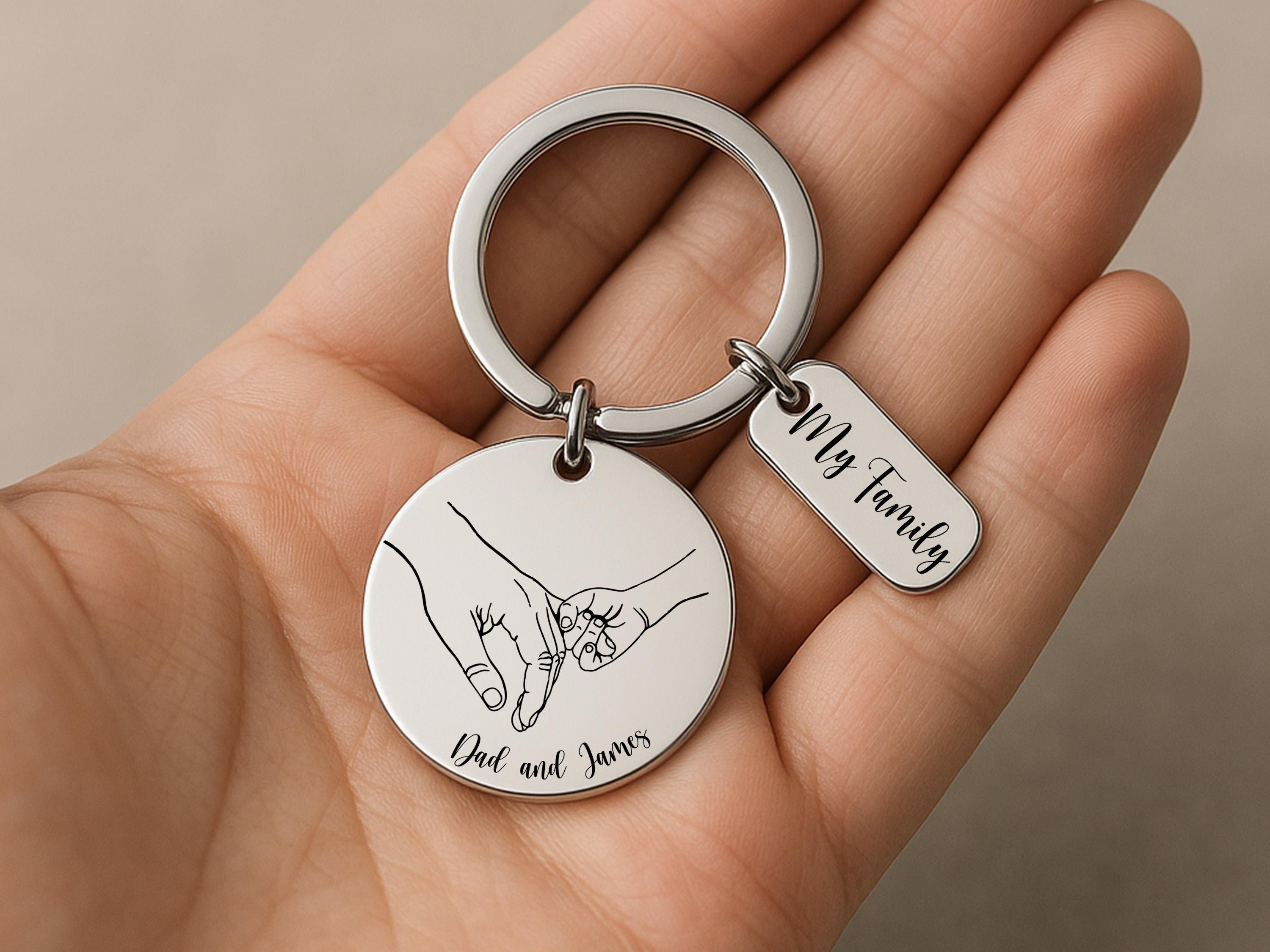 Stainless steel dad gift with engraved art and custom names