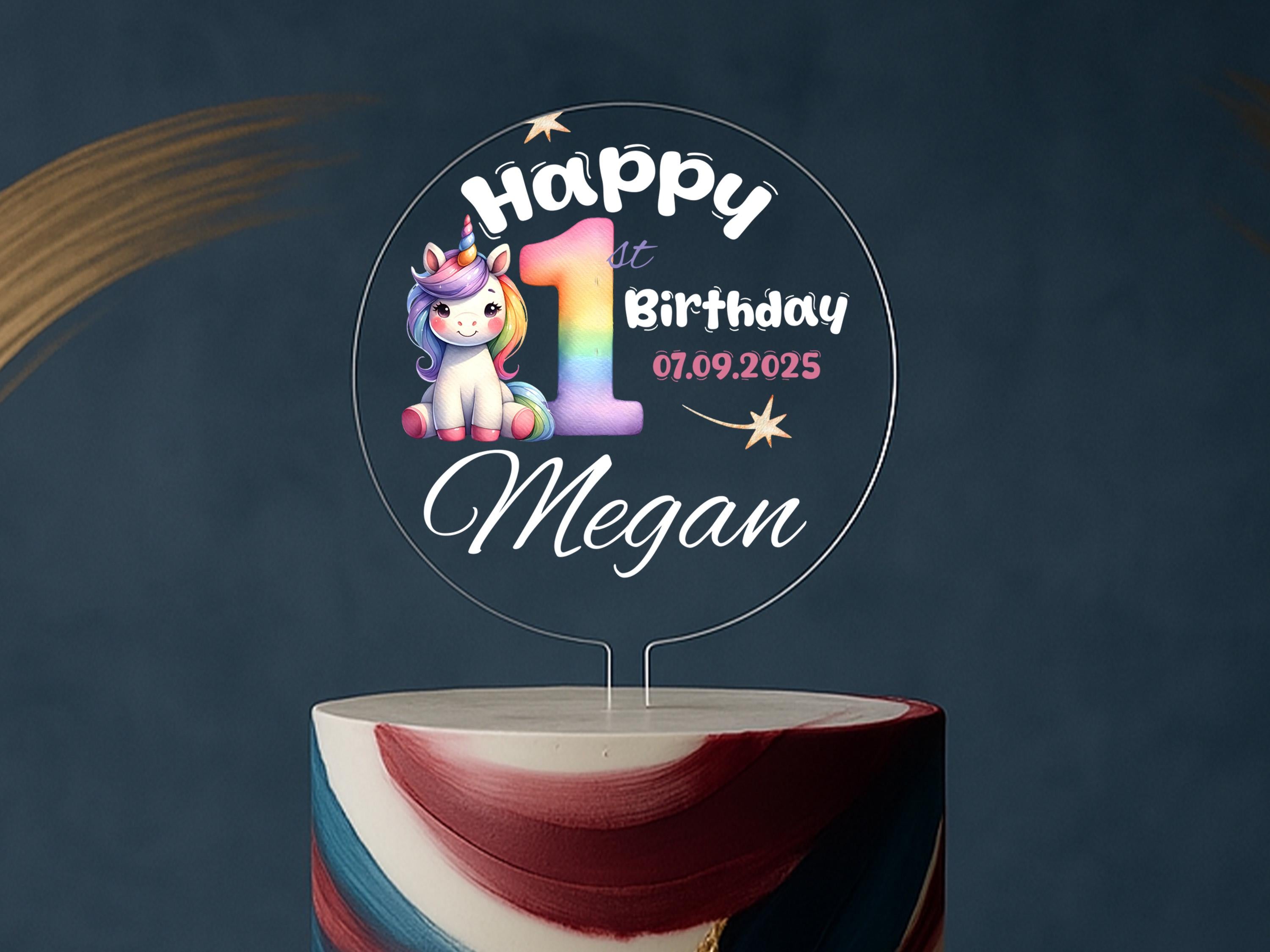a birthday cake with a unicorn on top of it